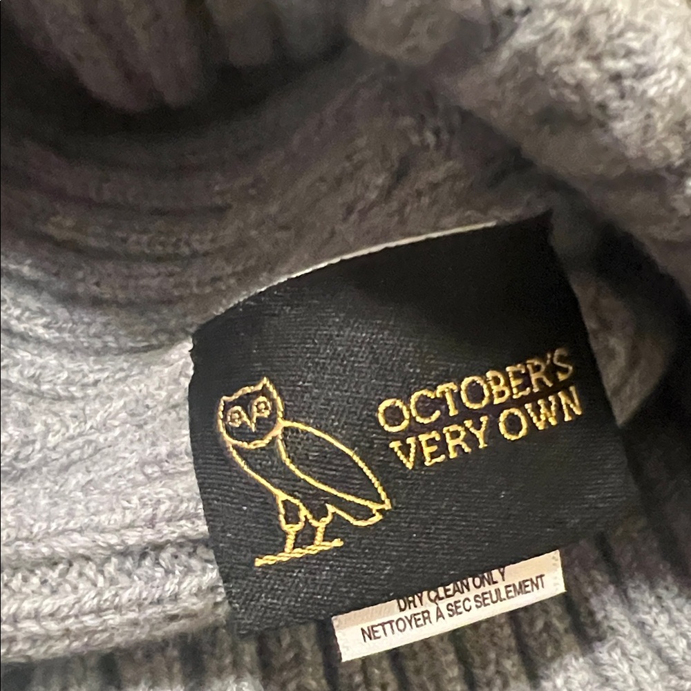 OVO leather patch Gray Ribbed Beanie - Picture 5 of 5